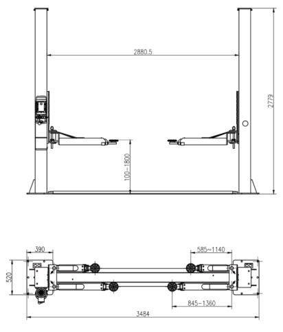 Двостійковий підйомник Thinkcar TVL 240