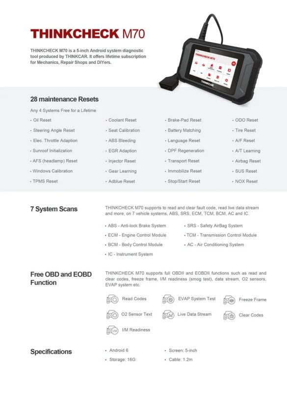 Thinkcheck M70 Moto - сканер для мотоциклів